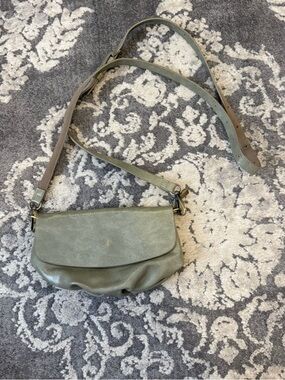 Anthropologie sage green small crossbody saddle bag